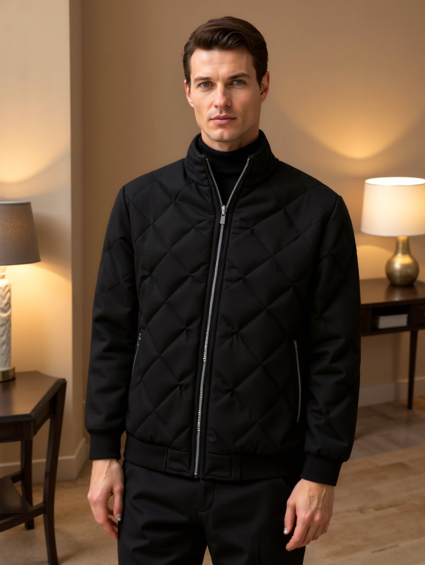 Alessandro | Elegante Steppjacke für Herren Schwarz