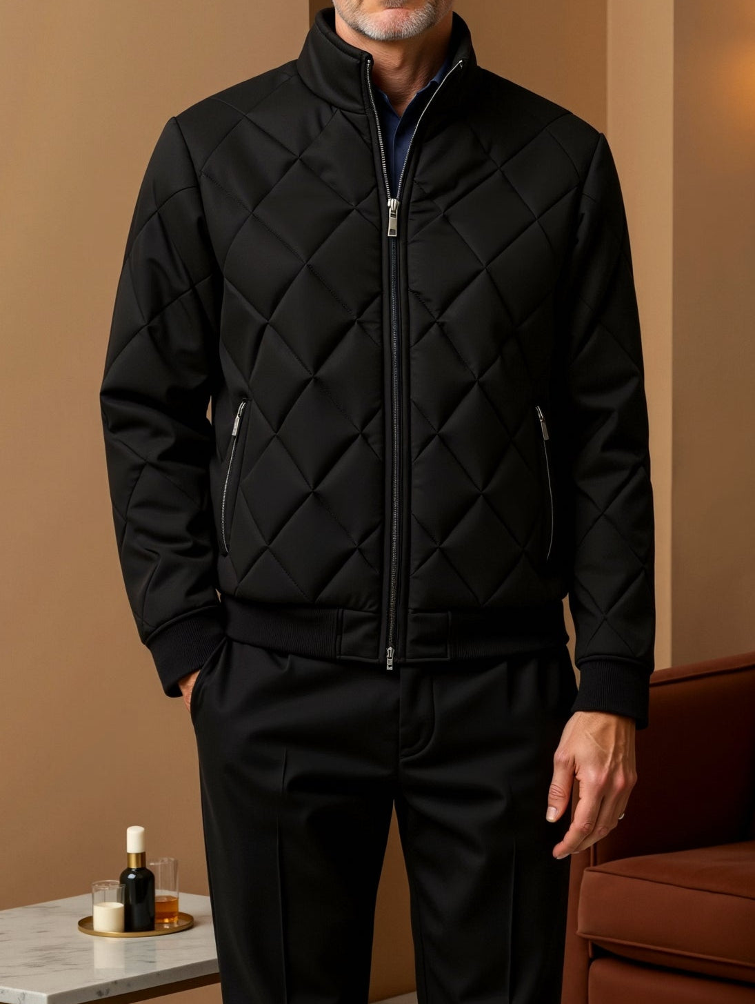 Alessandro | Elegante Steppjacke für Herren Schwarz