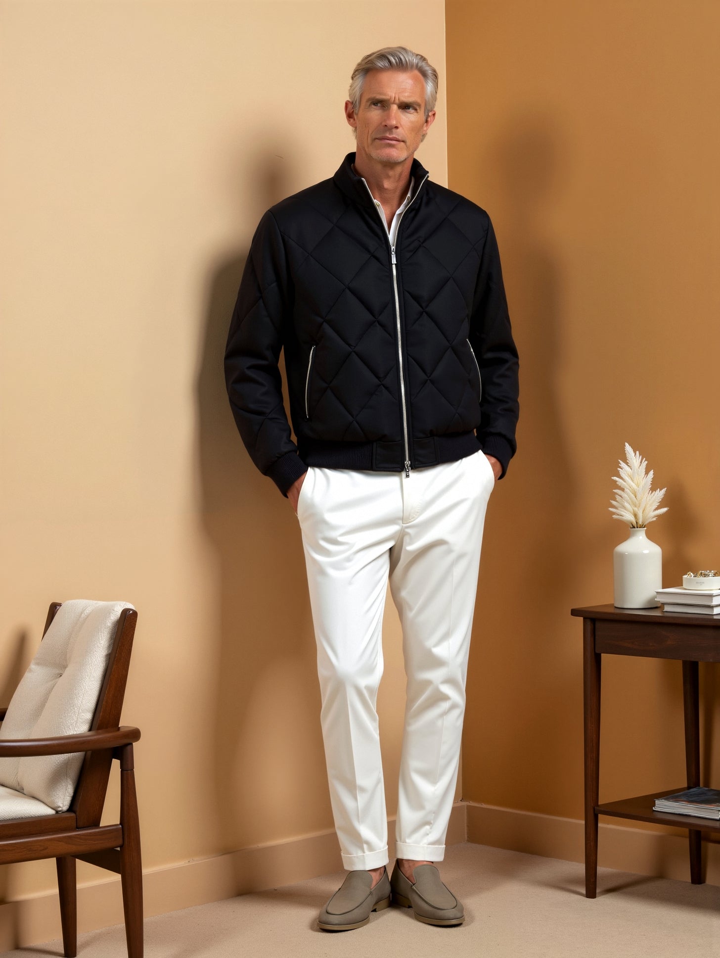 Alessandro | Elegante Steppjacke für Herren Schwarz