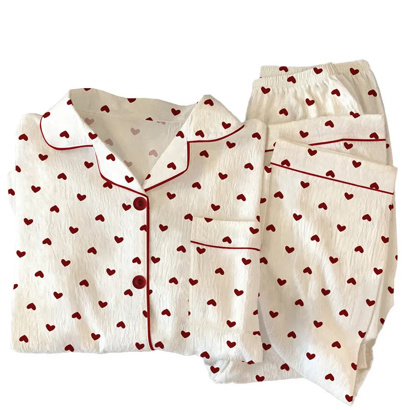 Amelie | Atmungsaktives Damen Pyjama lang aus Baumwolle 4