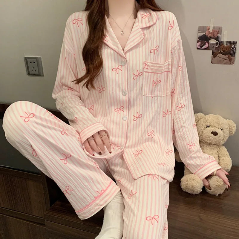Amelie | Atmungsaktives Damen Pyjama lang aus Baumwolle 9