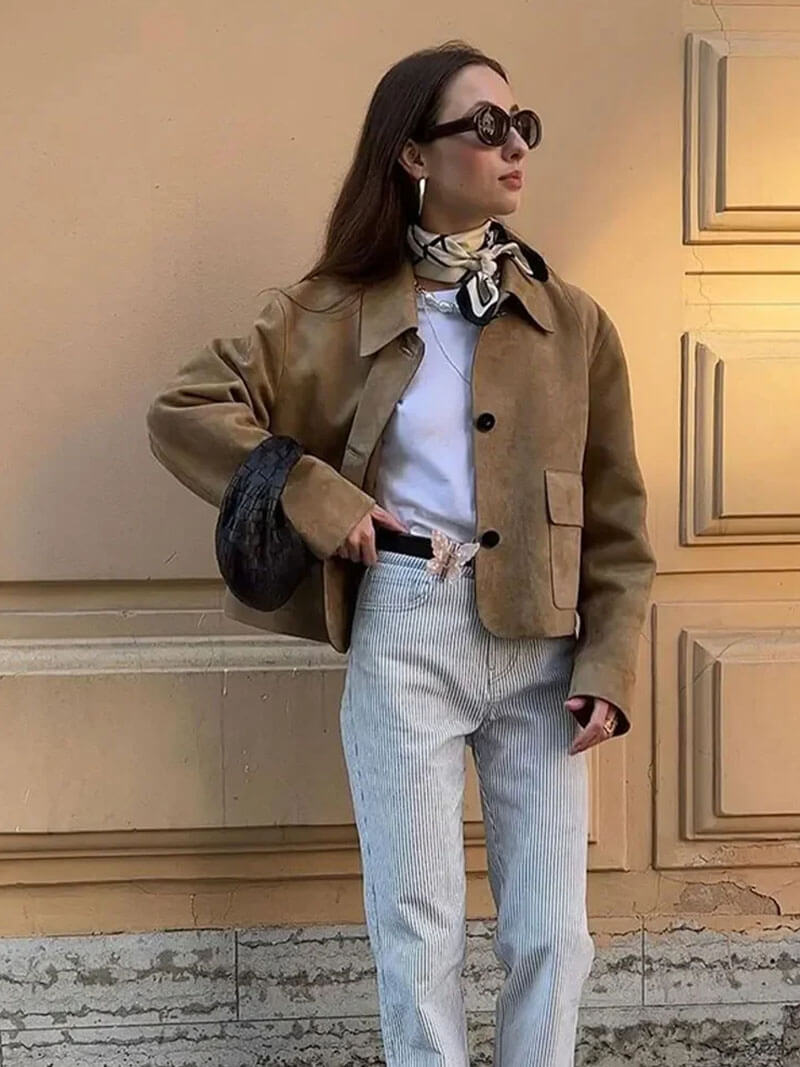 Amelie | Elegante Wildlederjacke für Damen kurz