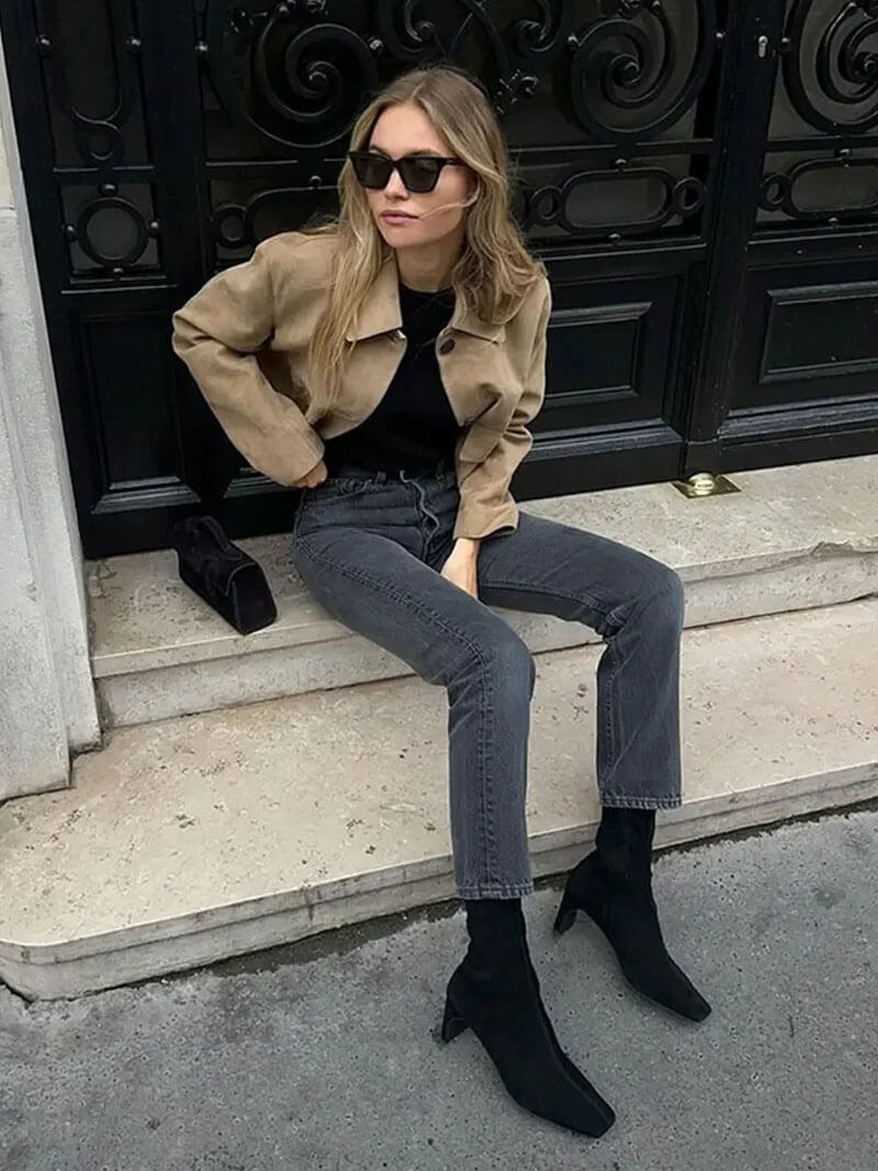 Amelie | Elegante Wildlederjacke für Damen kurz