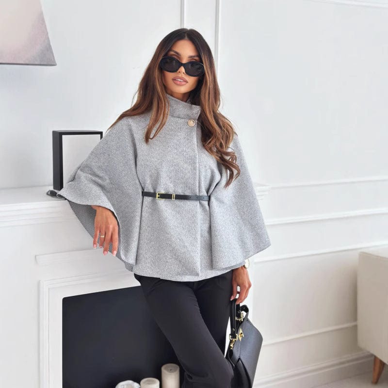 Kamila | Elegantes Wollcape für Damen mit Gürtel