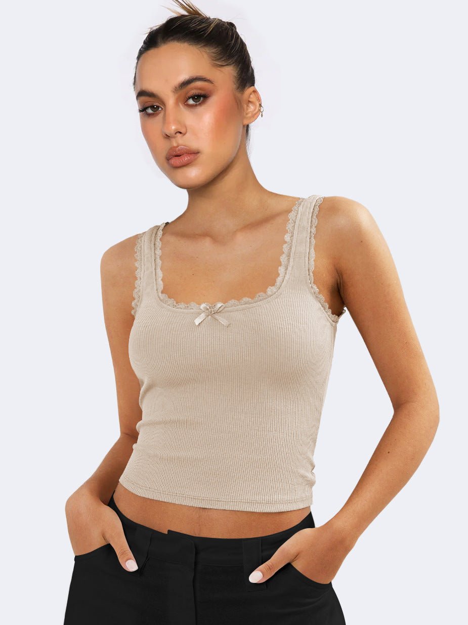 Lea | Elegantes Ripp-Tanktop für Damen mit Spitze