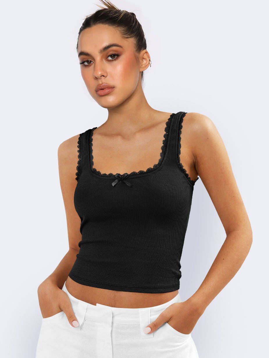 Lea | Elegantes Ripp-Tanktop für Damen mit Spitze