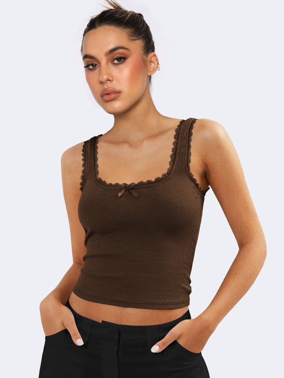 Lea | Elegantes Ripp-Tanktop für Damen mit Spitze