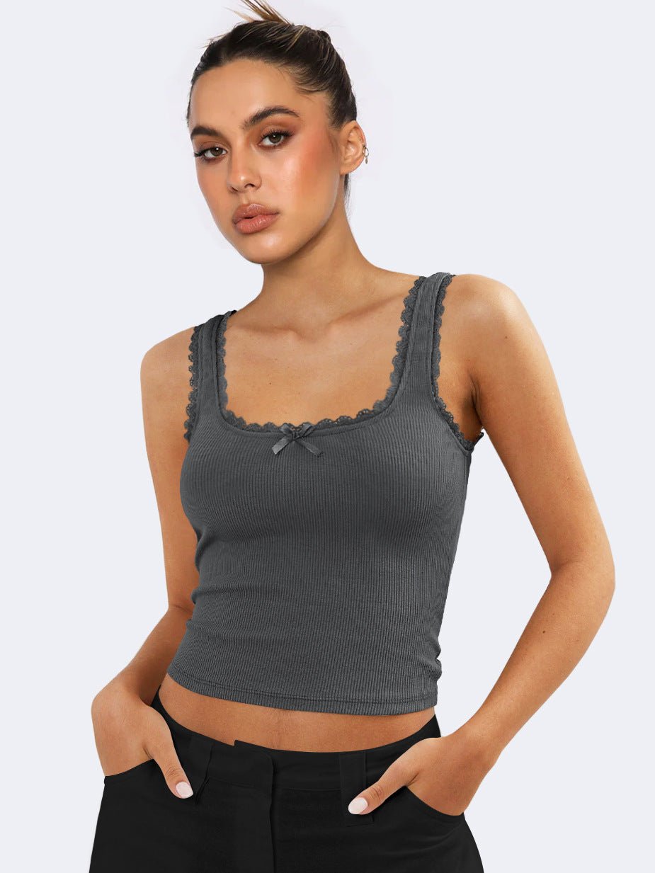Lea | Elegantes Ripp-Tanktop für Damen mit Spitze
