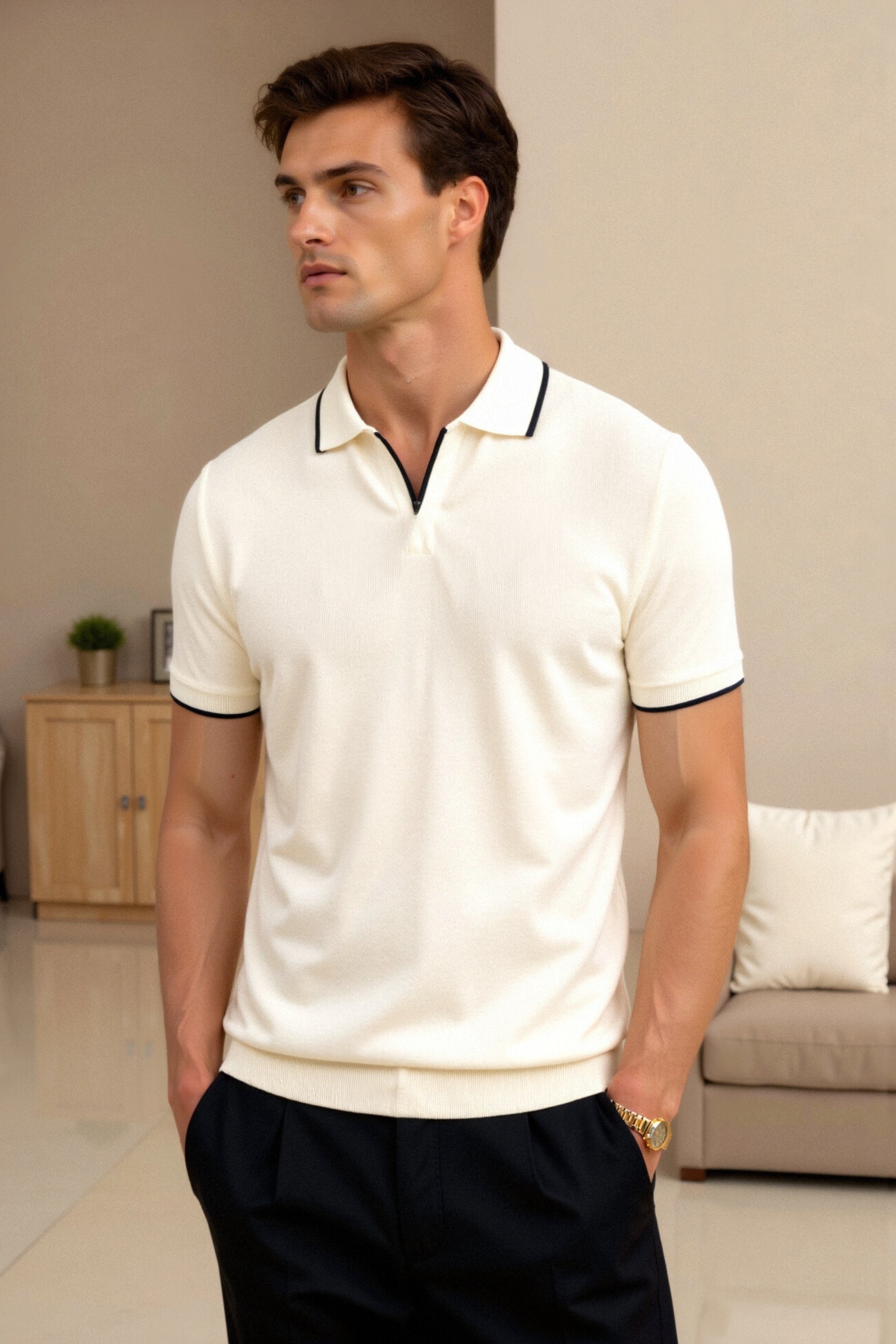 Leon | Elegantes Poloshirt für Herren mit Kontrastdetails