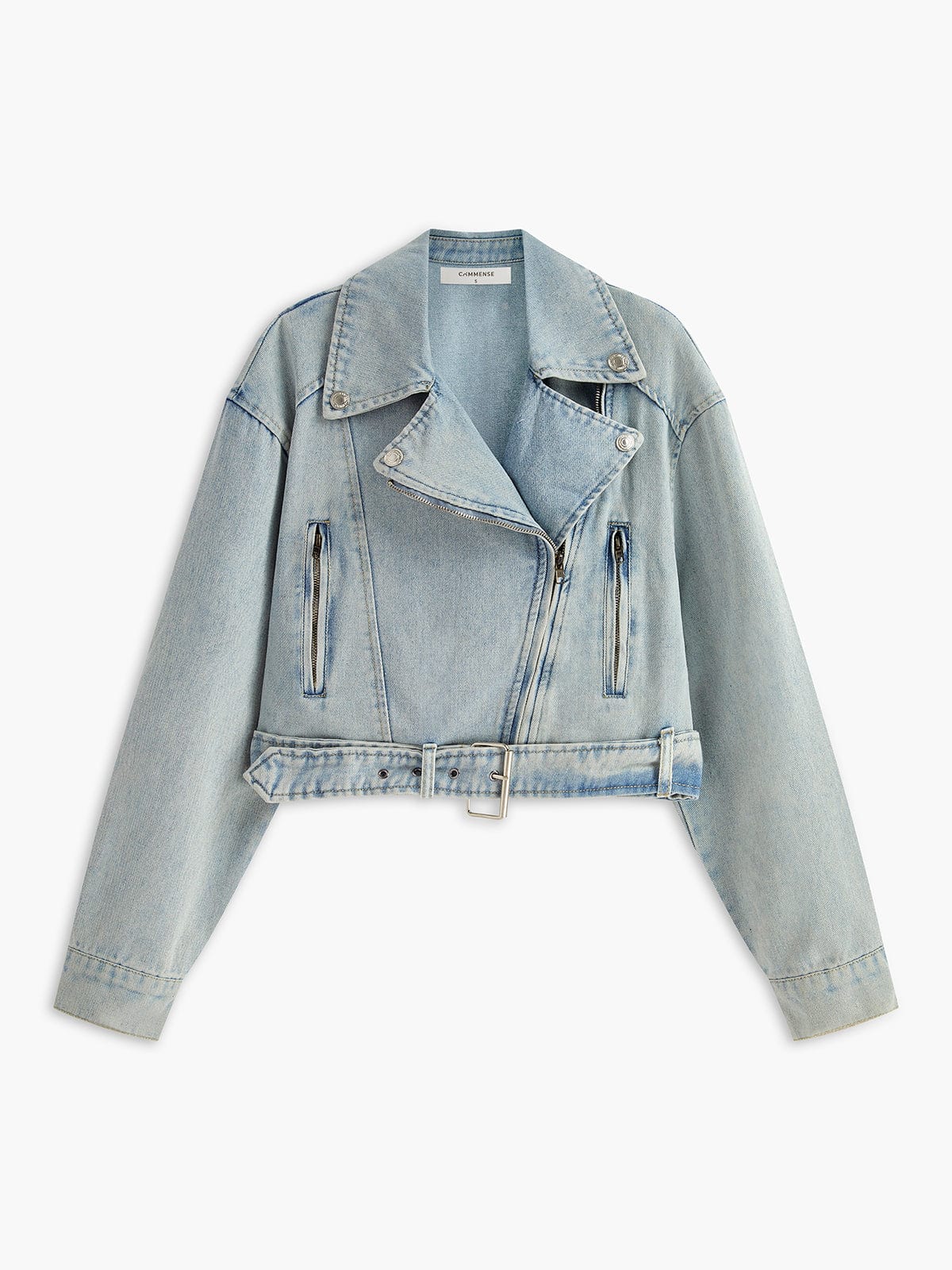 Leona | Lässige Denim-Bikerjacke für Damen cropped