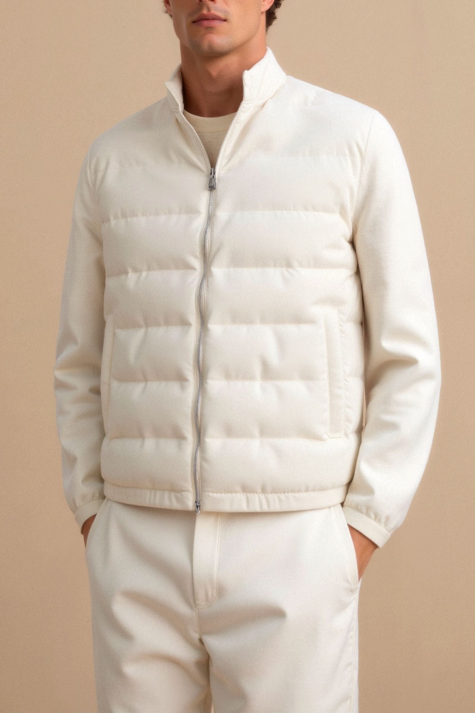 Luca | Moderne Steppjacke für Herren in Cremeweiß