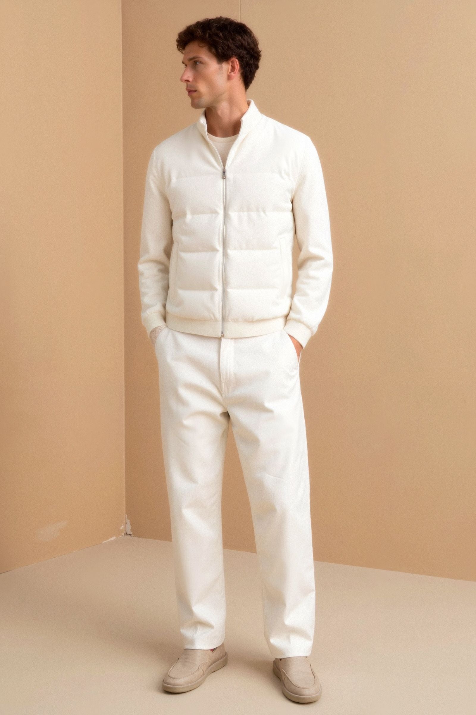 Luca | Moderne Steppjacke für Herren in Cremeweiß