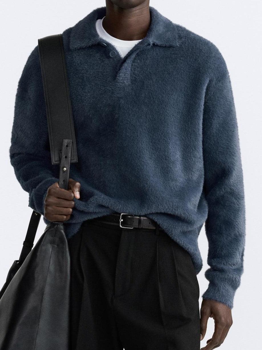 Matteo | Weiches Langarm Poloshirt für Herren Fleece