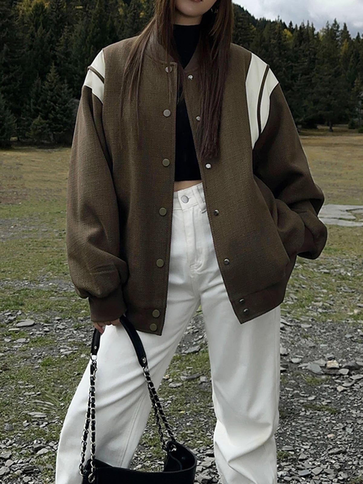 Molly | Lässige Oversized-Jacke für Damen mit Kontrast-Ärmeln